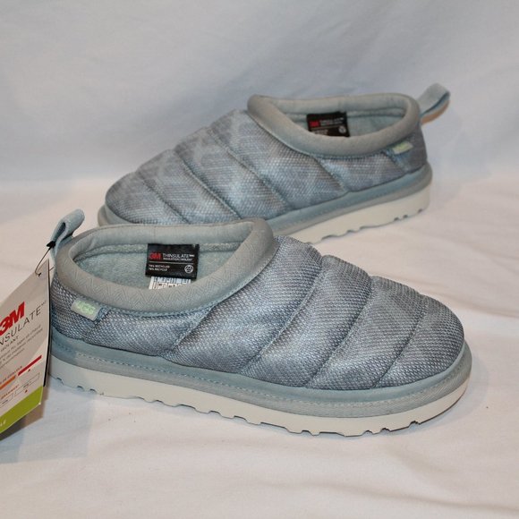 NIB UGG WOMEN'S PUFFER TASMAN LOGO‎ SHEARLING LINED SLIPPERS BLUE - Picture 1 of 7